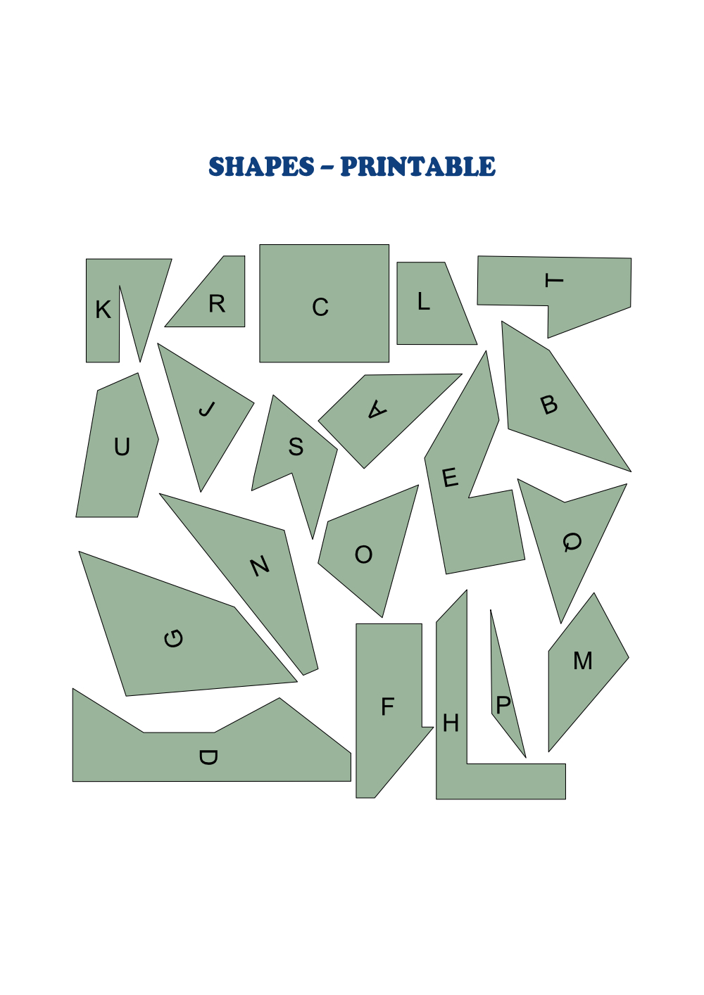 Shapes puzzle printable version